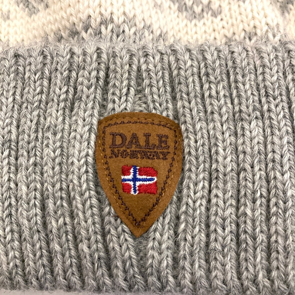 Dale of Norway Cortina 1956 Hat Norwegian Wool Lined Gray Cream One Size Beanie - Picture 2 of 8